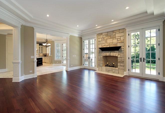 close-up of hand-scraped maple hardwood floors